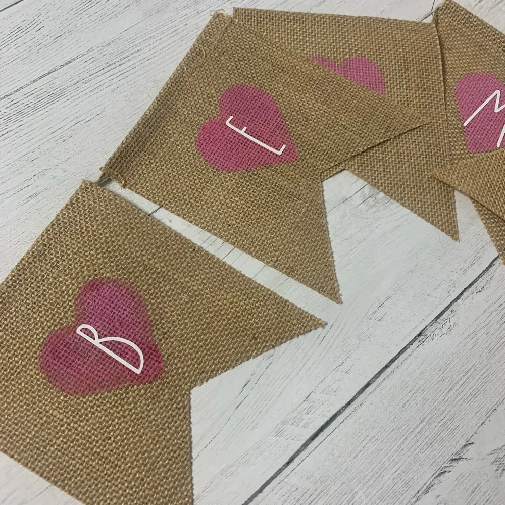 Valentine’s Day/ burlap heart banner / home decor